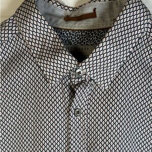 Ted Baker London Short Sleeve Button Down shirt Size 4 US L Geometric Fitted